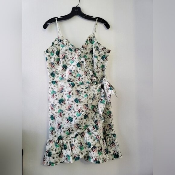 Rebecca Taylor Dresses & Skirts - Rebecca Taylor Carnation Faux Wrap Linen Blend Dress Emerald Combo Floral